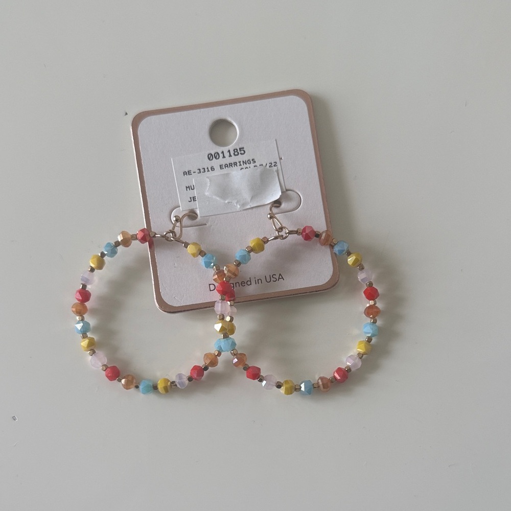 Colorful Beaded Hoop Earrings